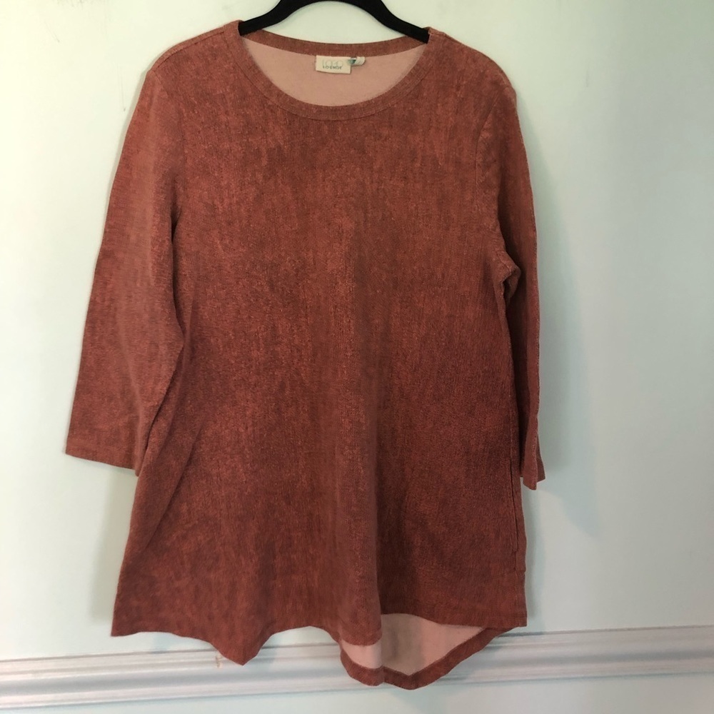 LOGO Lounge Burnt Orange Long Sleeve Asymmetrical Sweater Size Medium